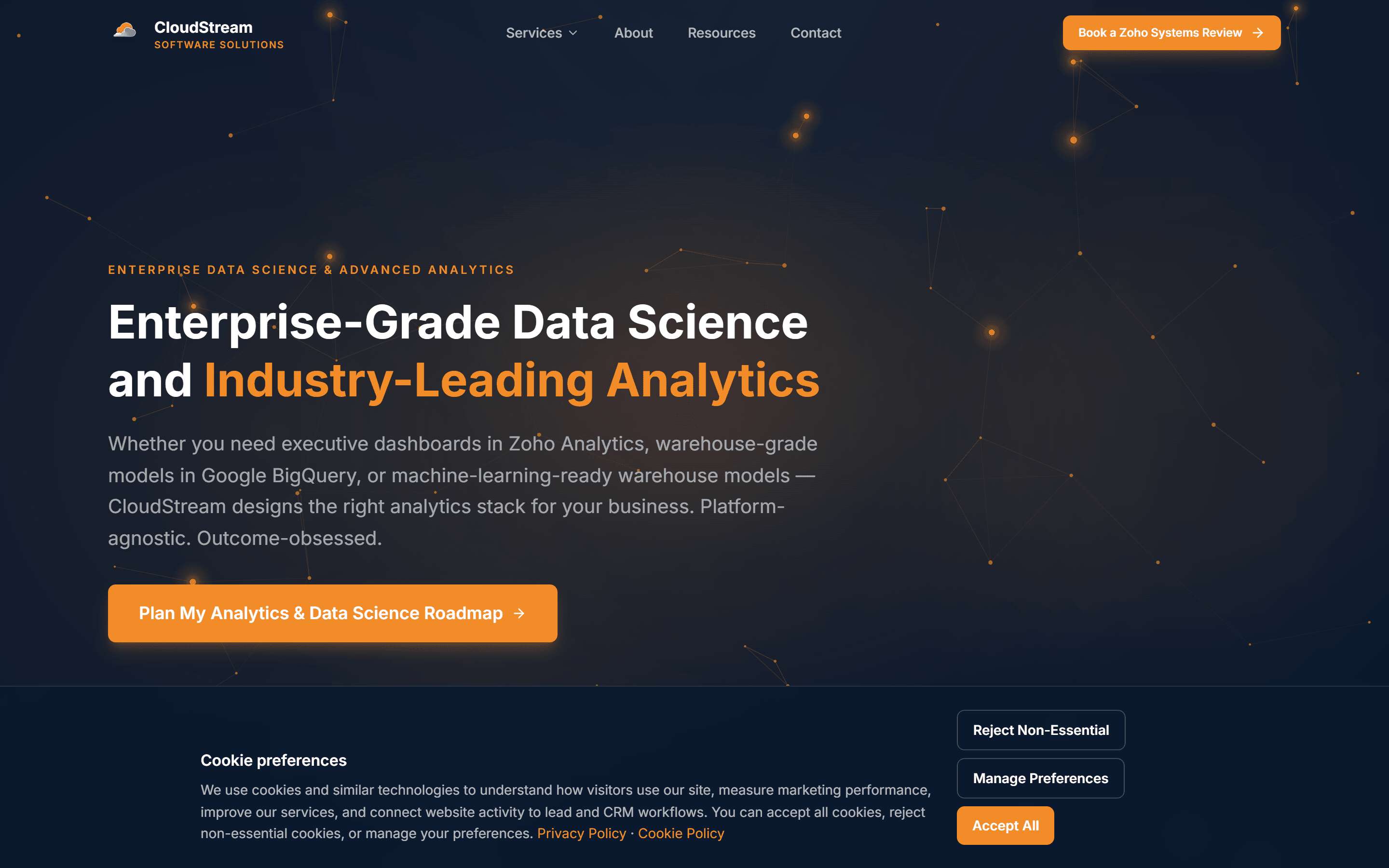 CloudStream analytics and business intelligence page